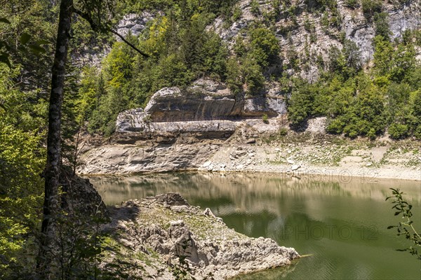 The Doubs reservoir Lac des Moron between Switzerland and France