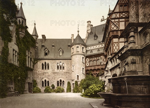 The inner castle courtyard in Wernigerode in the Harz Mountains