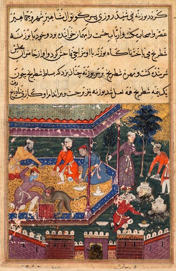 The wounded monkey bites the hand of the prince