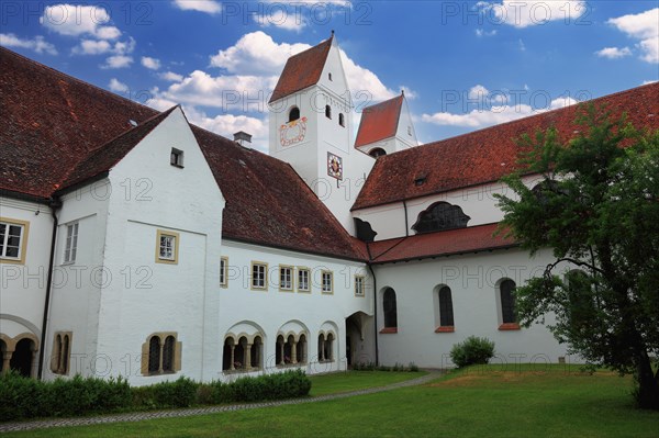 View from the southeast with adjacent cloister wing and fountain chapel