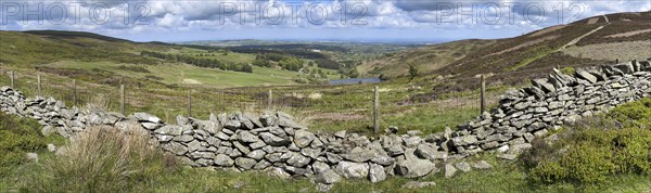 Dry stone wall and reservoir at Moel Famau