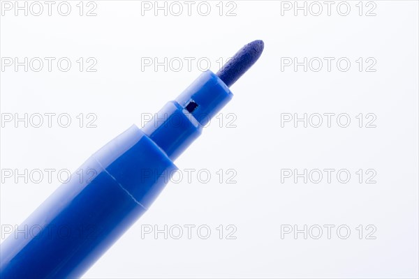 Felt-tip pen of blue color on a white background