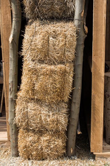 Hay bales stacks outdoors