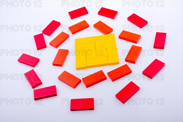 Colorful Domino Blocks on a white background