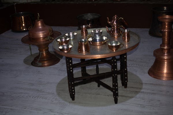 Turkish coffee pots made of metal in a traditional style