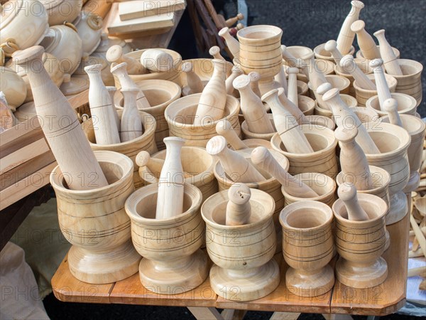 Wooden mortars and pestles as a traditional kitchenware