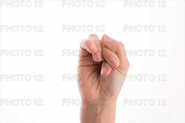 Hand tied with a rope like a ribbon on a white background