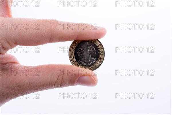 Turkish coin one Turkish Lira in hand