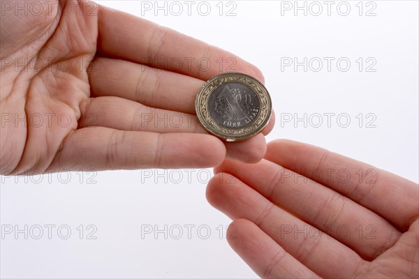 Turkish coin one Turkish Lira in hand