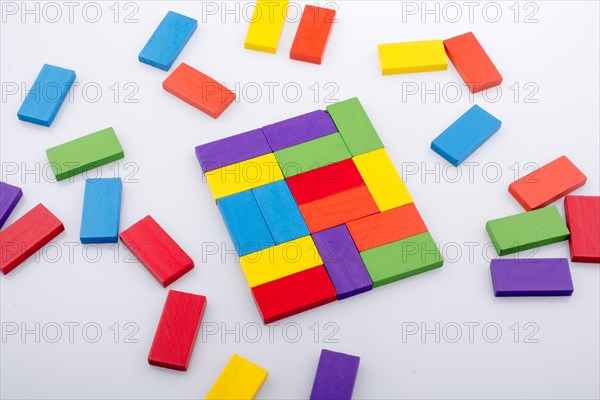 Colorful Domino Blocks on a white background