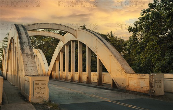 Rainbow Bridge at sunset in Haleiwa