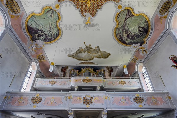 Organ gallery and ceiling frescoes