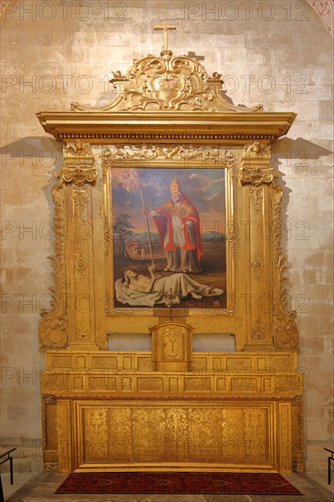 Painting with golden frame of Bishop Saint Martin Ormeaux