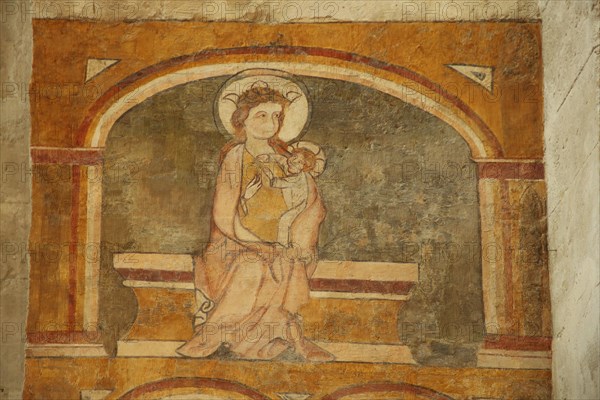 Late Gothic mural Our Lady with Child Jesus