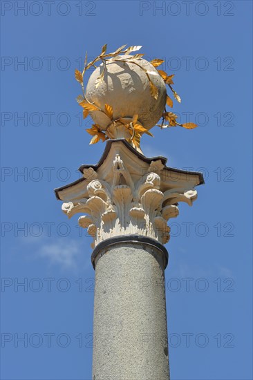 Detail of the Roman column from the ornamental fountain built in 1755 at the Place de l'Hôtel de Ville