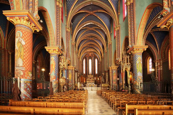Interior view of baroque Saint-Dame-du-Bon-Remède church