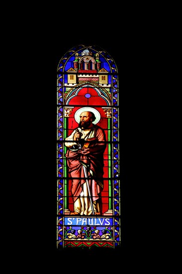 Stained glass window with Paul of Saint-Dame-du-Bon-Remède Church