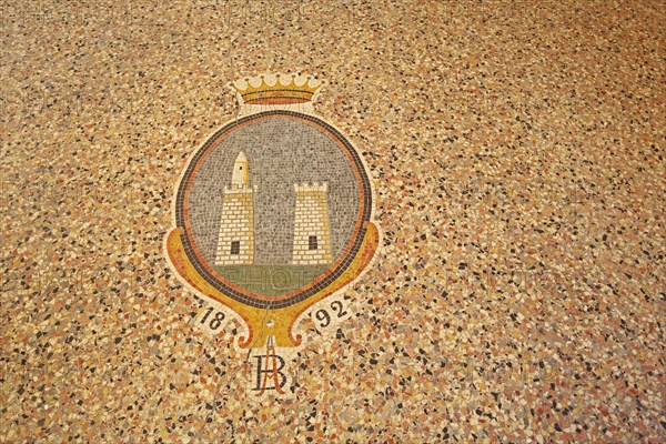 City coat of arms with year 1892 from floor mosaic