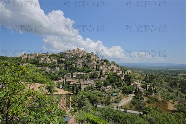 View of townscape from the mountain village of Gordes