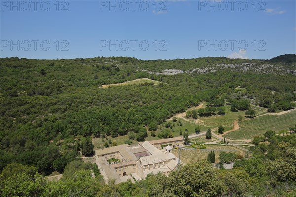 View from above on Abbaye de Sénanque built in 1148