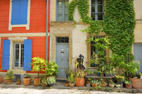 Idyllic house wall with flower decoration