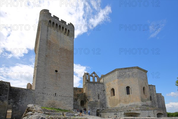 Inner courtyard with tower of the Romanesque monastery Abbaye de Montmajour