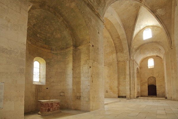 Interior view of the Romanesque monastery church Abbaye de Montmajour