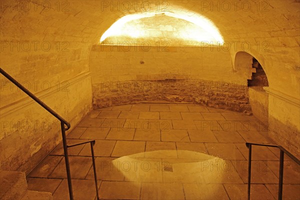 Interior view of the crypt filled with water