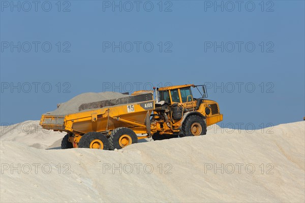 Dump truck on a salt mine for salt extraction