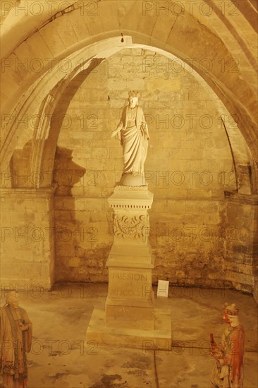 Sculpture of the Mother of God in the crypt of the Romanesque St Egidius Abbey Church