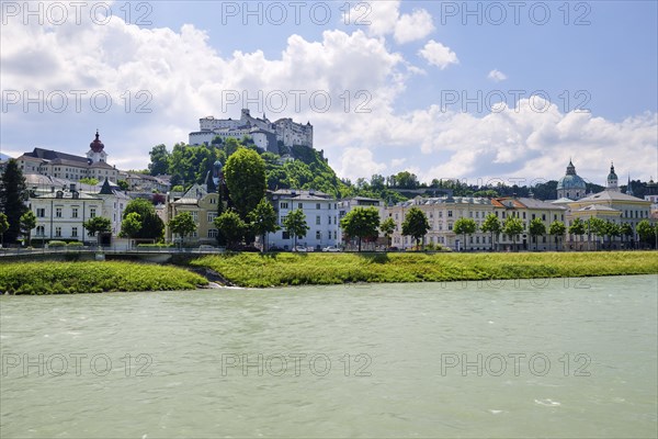 View across the Salzach to the Hohen Salzburg Fortress