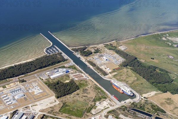 Aerial view of the port of Lubmin