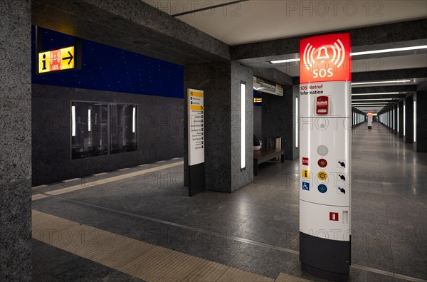 Emergency call box in underground station Museumsinsel