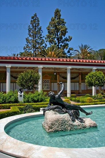 Bronze statue in Getty Villa's Outer peristyle garden