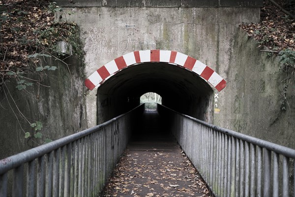 Bridge for pedestrians through a tunnel