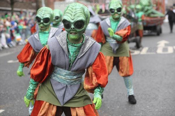 A colourful outfit and bright idea from one group which was part of the St Patrick's day parade in Dublin in 2023