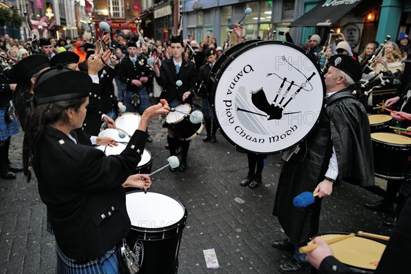 Members of the Clew Bay Pipe Band performing traditional tunes during the week of Tradfest 2023