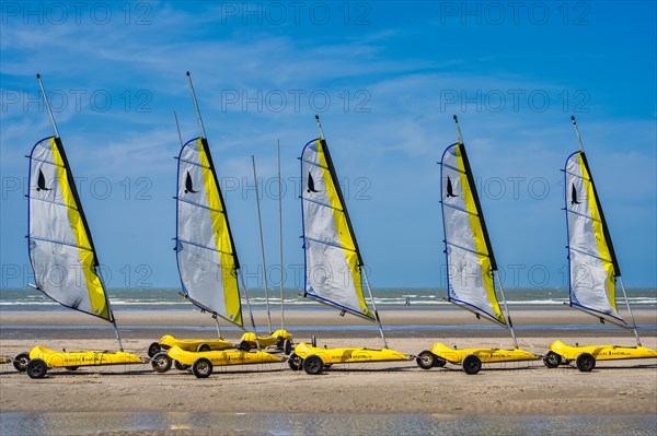 Beach sailors on the beach of De Panne