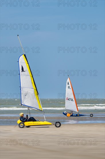 Beach sailors on the beach of De Panne