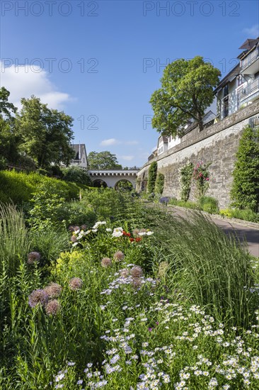 The town garden in the former moat of the historic old town of Radolfzell on Lake Constance