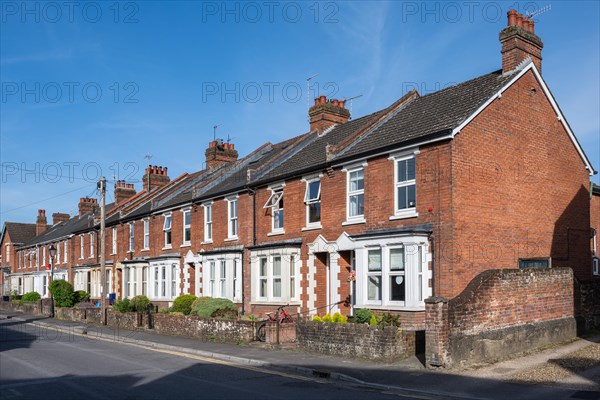 Traditional English terraced houses built with clinker brick