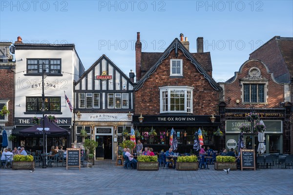 Traditional restaurants and pubs in the market place of Salisbury