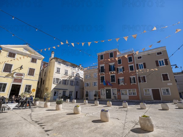 Marketplace with colourful pennants