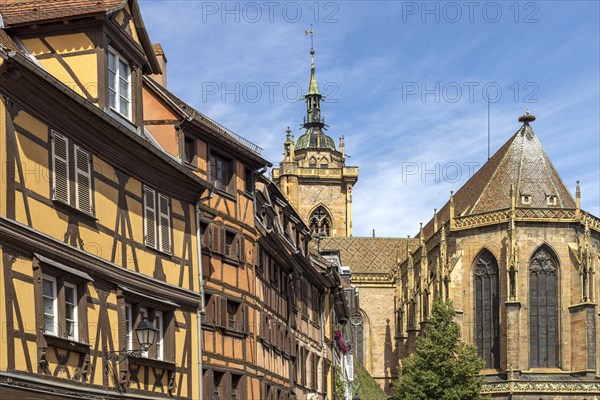 Half-timbered houses and St Martin's Minster in Colmar