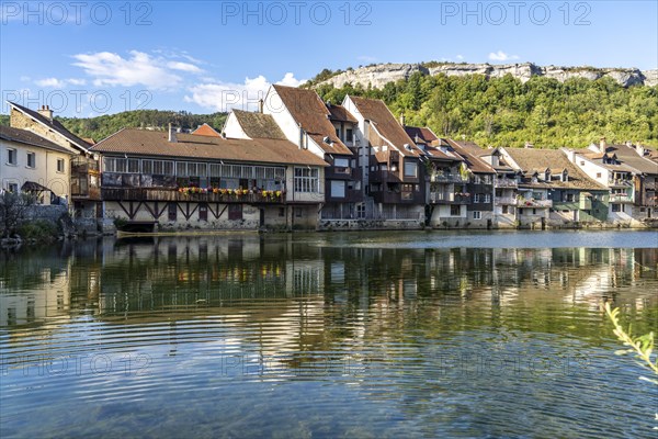 Houses of the old town on the river Loue in Ornans