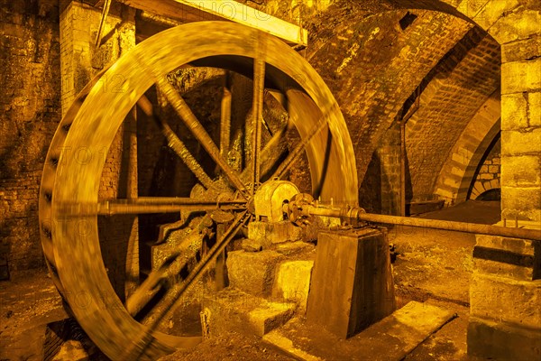 Water wheel in the gallery of the Great Saltworks of Salins-les-Bains