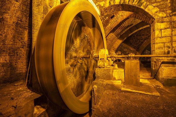 Water wheel in the gallery of the Great Saltworks of Salins-les-Bains