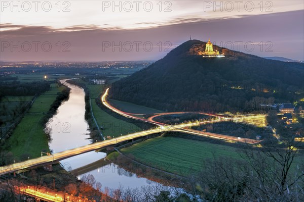 Kaiser Wilhelm Monument Night Porta Westfalica Germany