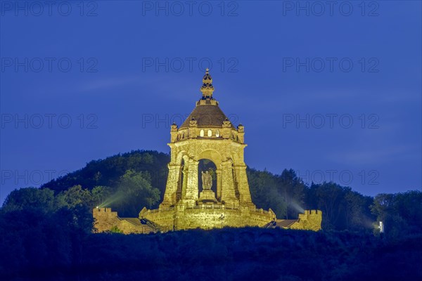 Kaiser Wilhelm Monument Night Porta Westfalica Germany