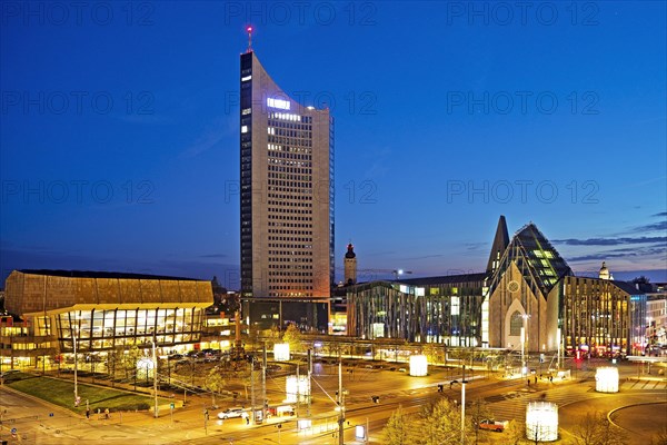 City-Hochhaus with Gewandhaus and Paulinum - Aula and University Church of St Pauli
